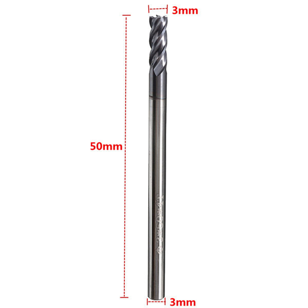 5pcs 4 Flutes 3mm Shank Tungsten Carbide End Mill Cutter HRC50 CNC Tool