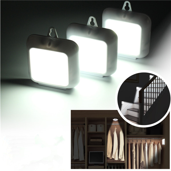 

3 Pcs 6 LED Battery Powered PIR Motion Senser White Light Night Lamp for Cabinet Hallway Entrance