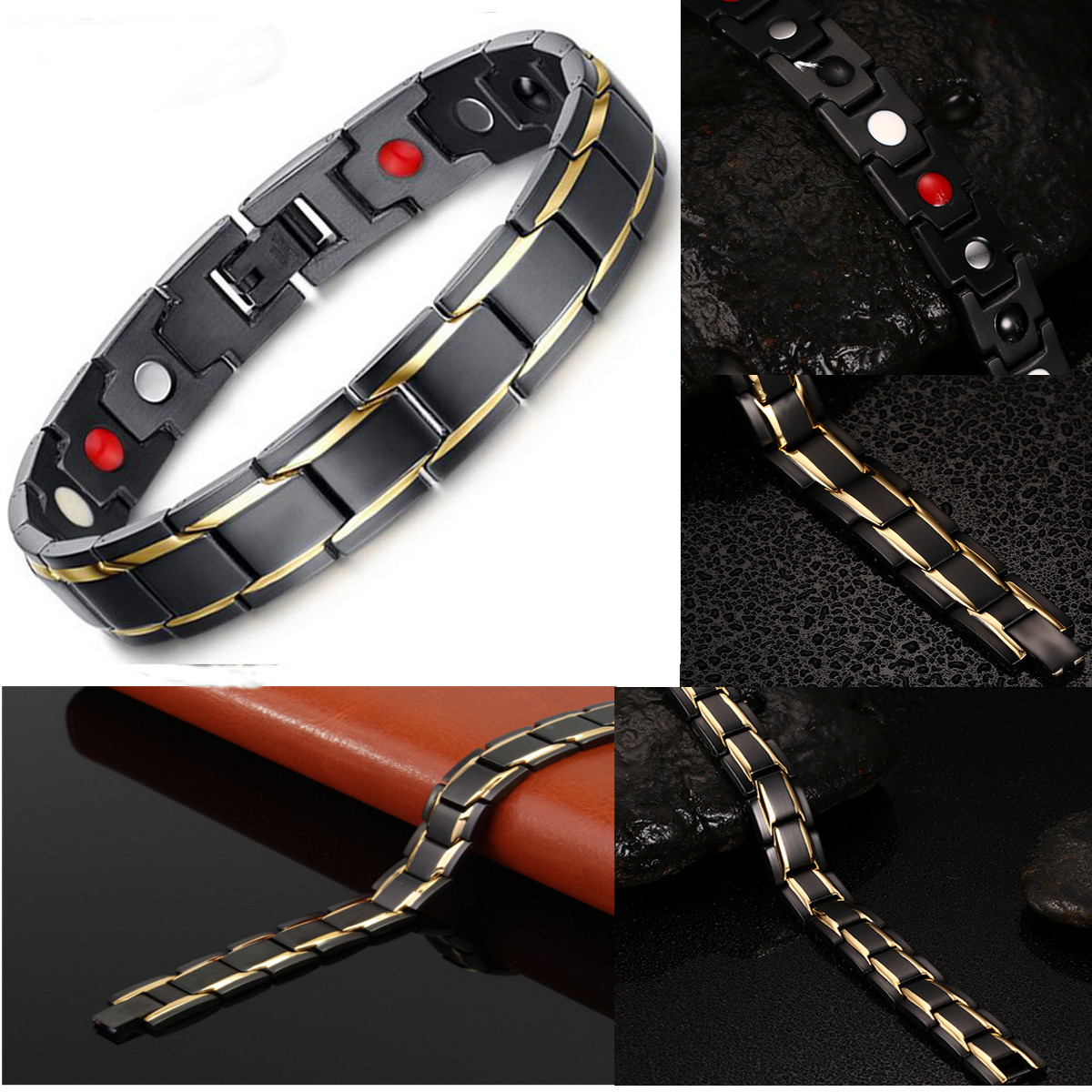 Black 316L Titanium Health Magnetic Bracelet Jewelry For Man