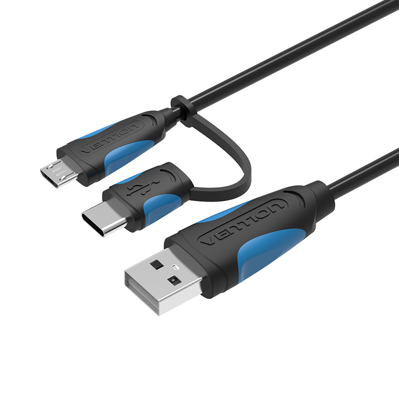 

Vention VAS-A60 2 в 1 Micro USB и Type C Кабель USB 2.0 Кабель для передачи данных для телефона IPad