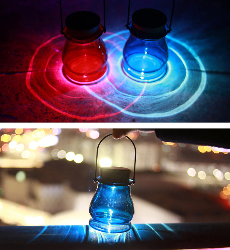 Hanging Solar Power Glass Bottle LED Light Garden Waterproof Aurora Night Lamp