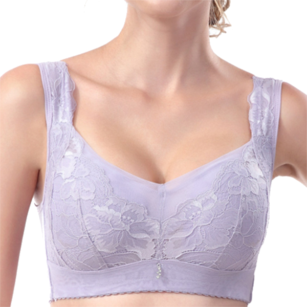 

Comfort Lace Embroidery Backless Full Coverage Sleep Gather Breathable Bra