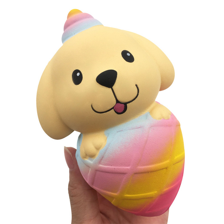 

Giggle Bread Squishy Rainbow Ice Cream Puppy 14CM Lovely Animal Jumbo Gift Decor Collection