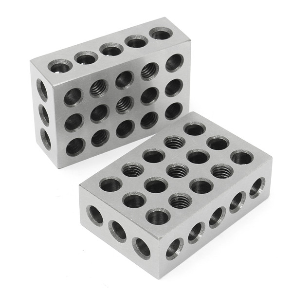 2pcs 1x2x3 Inch Blocks 23 Holes Parallel Clamping Block Milling Tool Precision 0.0001 Inch