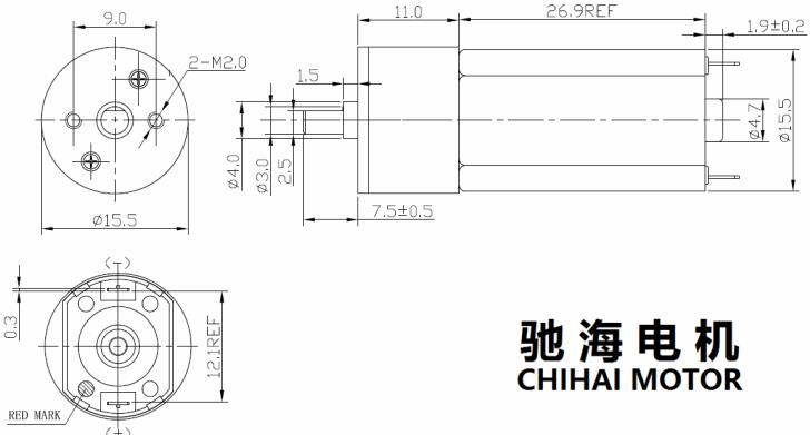 Chihai Motor CHR-16GA-A17-20-10D DC 12V 900rpm Gear Motor Electric DC Motor