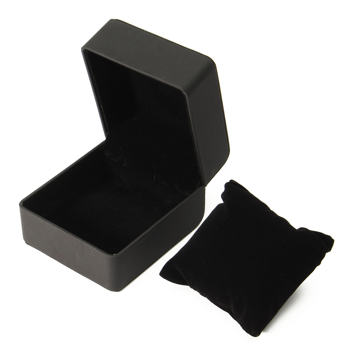 Black Clamshell Watch Bracelet Velvet Gift Box Holder Cushion Pillow