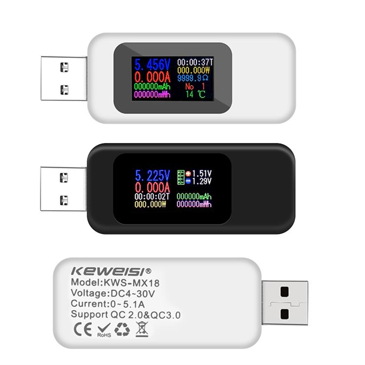 

Keweisi KWS-MX18 Multi-function USB Tester Charger Detector Digital Voltmeter Ammeter Voltage Meters