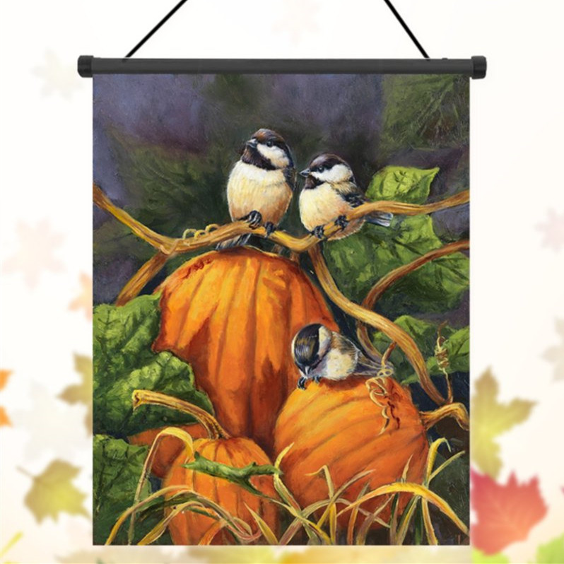 30x45cm Thanksgiving Polyester Pumpkin Birds Welcom Flag Garden Holiday Decoration