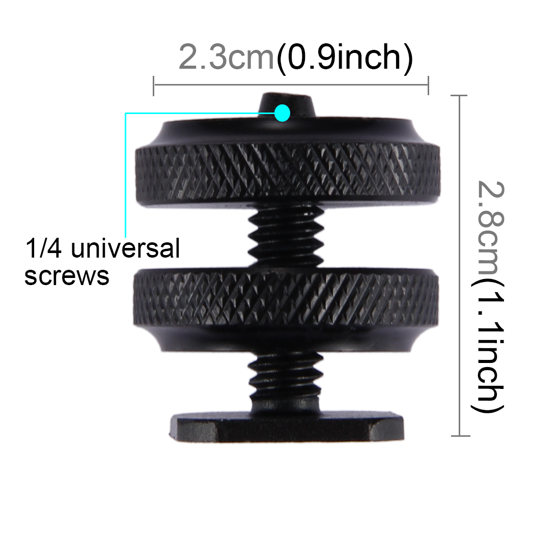 PULUZ Reinforced Hot Shoe 1/4 inch Screw Adapter with Double Nut for DSLR Cameras, GoPro