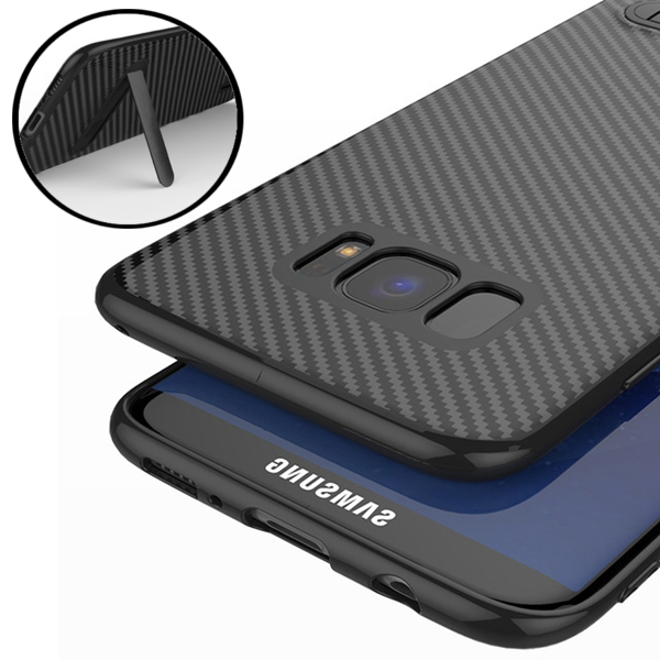 

Bakeey™ Kickstand Bracket Ultra Thin Carbon Fiber Soft TPU Case for Samsung Galaxy S8 Plus 6.2 Inch