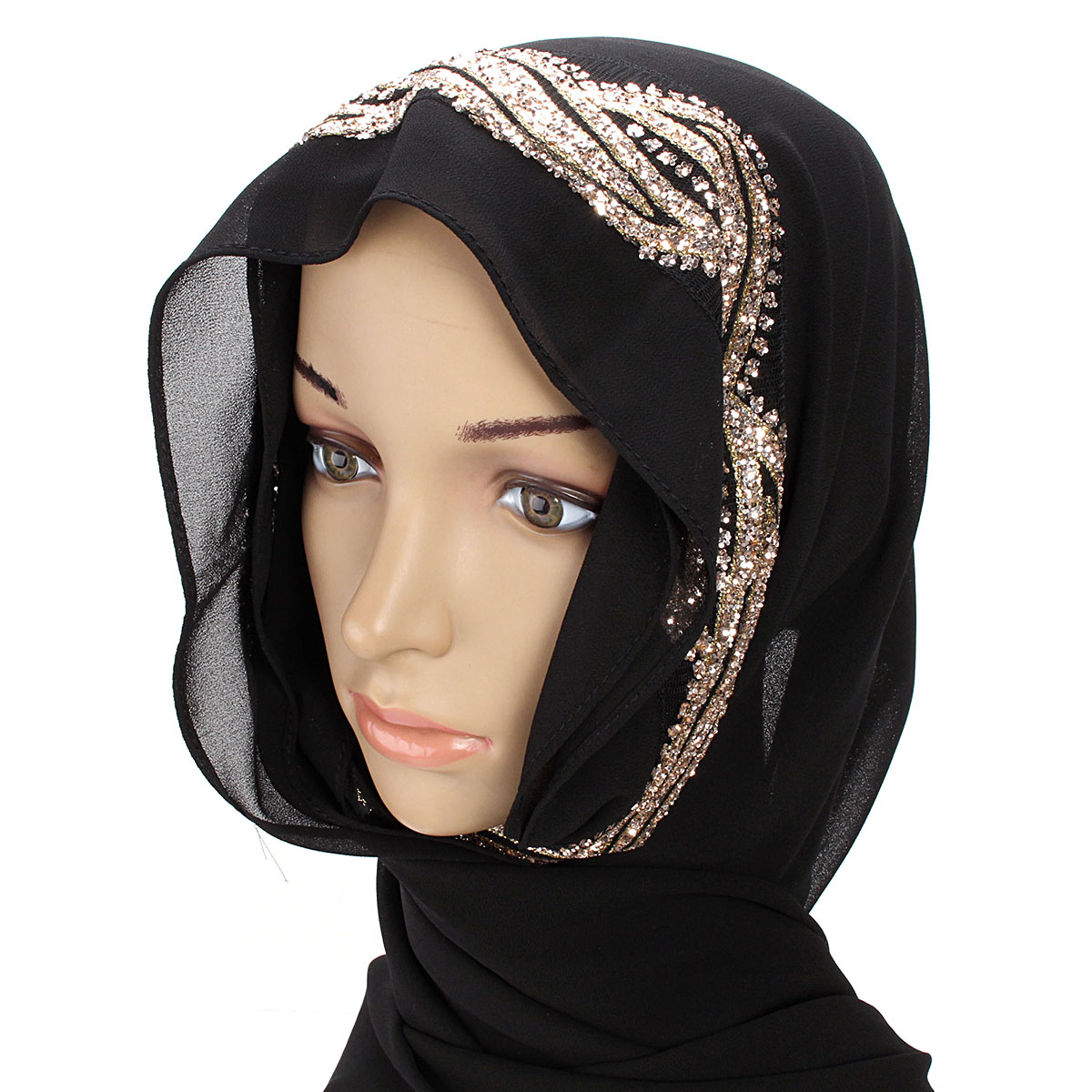 

Женщины мусульманки блесток кружево шали исламская хиджаб длинный шарф головной убор