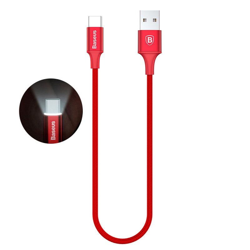 

Baseus 2A Светодиодный USB Type C Быстродействующий зарядный кабель 25 см для Xiaomi 6 Samsung S8 OnePlus 5