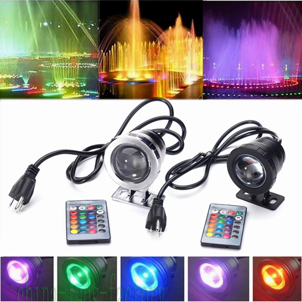 Remote Control 10W AC85-265V Water resistant RGB LED Underwater Light for Pond 