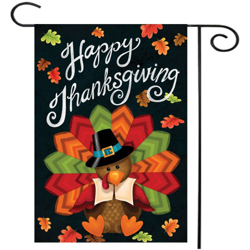 30x45cm Thanksgiving Polyester Turkey Welcom Flag Garden Holiday Decoration