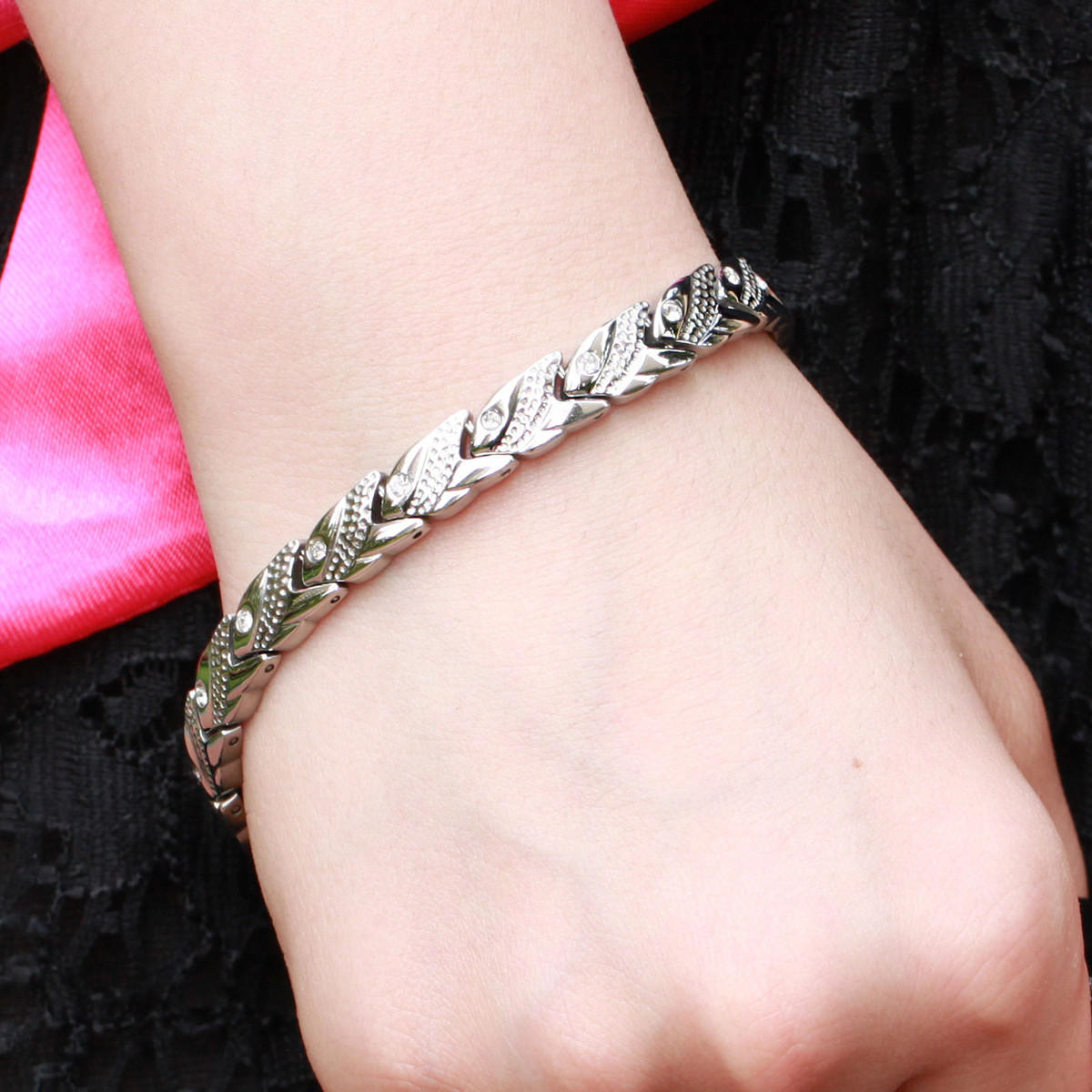 Magnetic Healing Health Women Bracelet Stainless Steel Jewelry