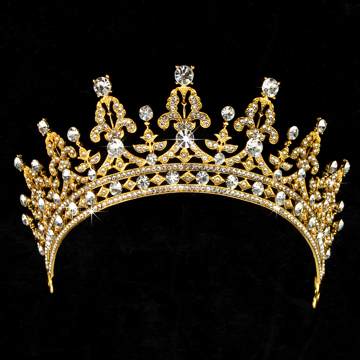 

Невеста Кристалл Rhinestone Crown Винтаж Свадебное Свадебный Headbrand Queen Tiara Волосы Аксессуары