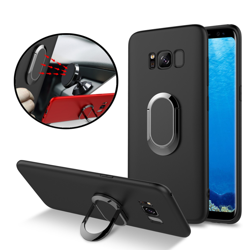

Bakeey™ 360° Adjustable Metal Ring Kickstand Magnetic Frosted TPU Case for Samsung Galaxy S8 Plus