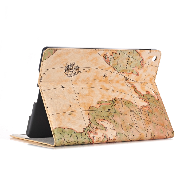 

Map Pattern Wallet Card Slot Kickstand Case For New iPad 9.7" 2017