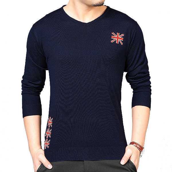 

Мужская мода O-воротник Пуловеры Свитер Повседневный вязаный свитер Твердый цвет Тонкий Fit Tops