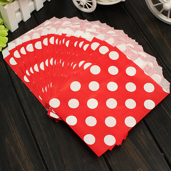 25pcs Biodegrable Polka Dot Candy Gift Bag Wedding Party Paper Food Bag