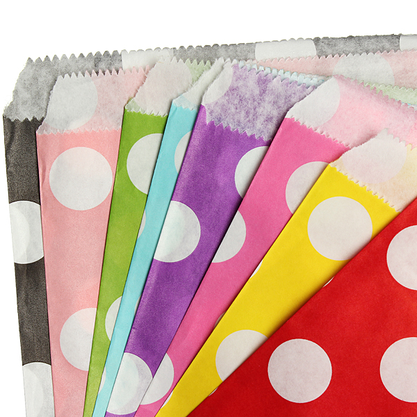 25pcs Biodegrable Polka Dot Candy Gift Bag Wedding Party Paper Food Bag