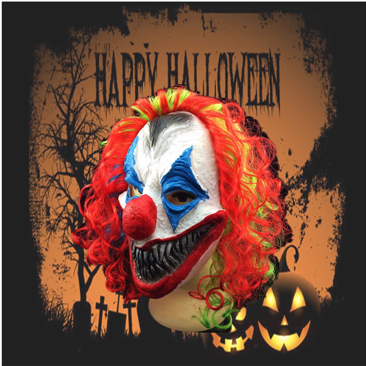 

Новая маска хэллоуин жутким клоун голова взрослого костюма партии фантазии проп случайный Colo