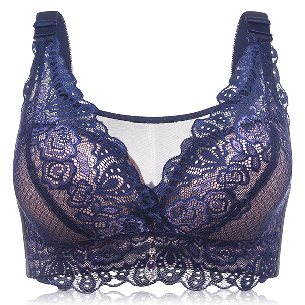 

Sexy Lace Wire Free Push Up Sleevage Breathable Longline Bra