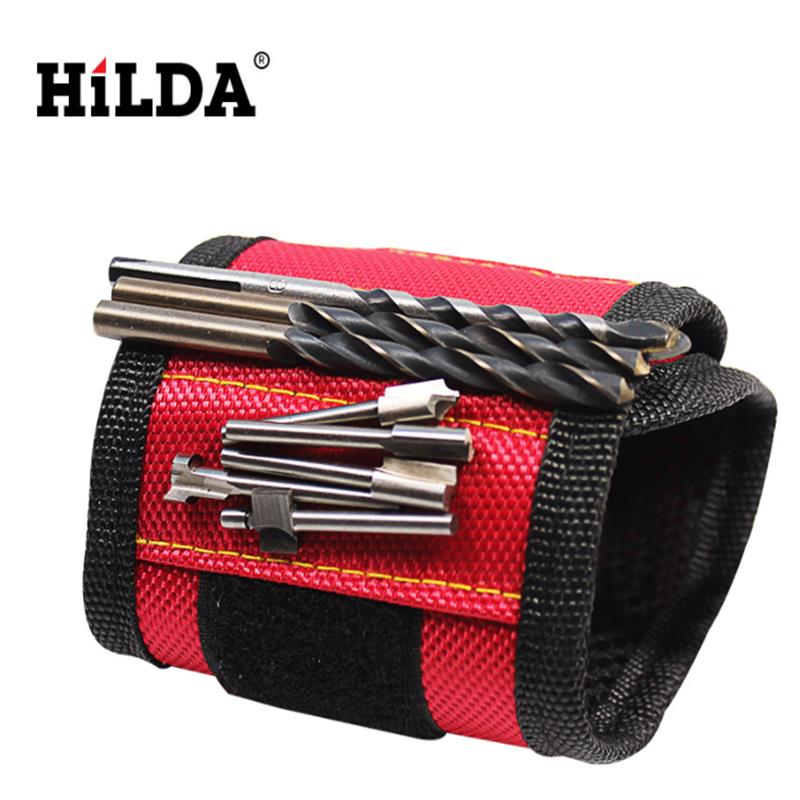 HILDA Wristband Tool Adjustable Tool Wrist Band for Screws Nails Nuts Bolts Strong Magnet Hand Free