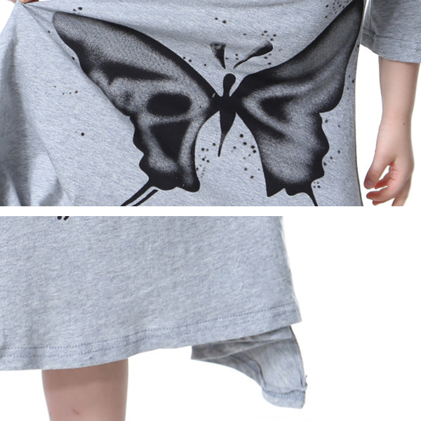 Kid Girls Butterfly Printed Long Sleeve Dress