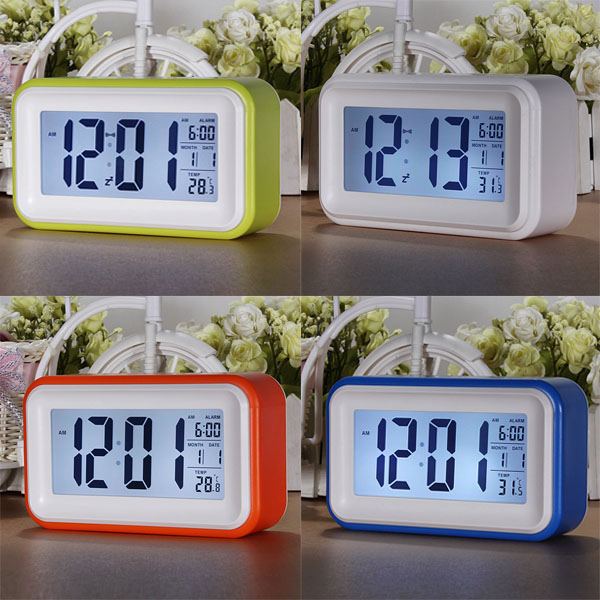 

Сенсорный ЖК - LED управление светом цифровой будильник с голубой подсветкой времени календарь термометр