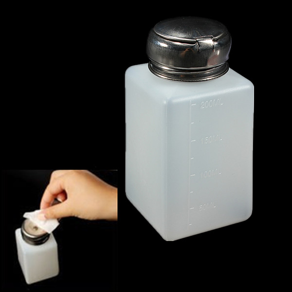 200ml Empty Nail Polish Remover Liquid  Alcohol Press Pump Dispenser Bottle