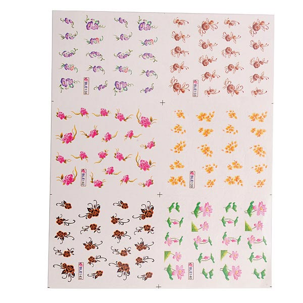 3D Colorful Flower Nail Art Stickers Water Transfer Nail Stickers