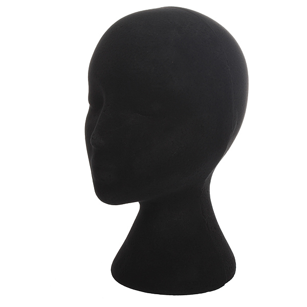 Female Black Styrofoam Mannequin Head Stand Model