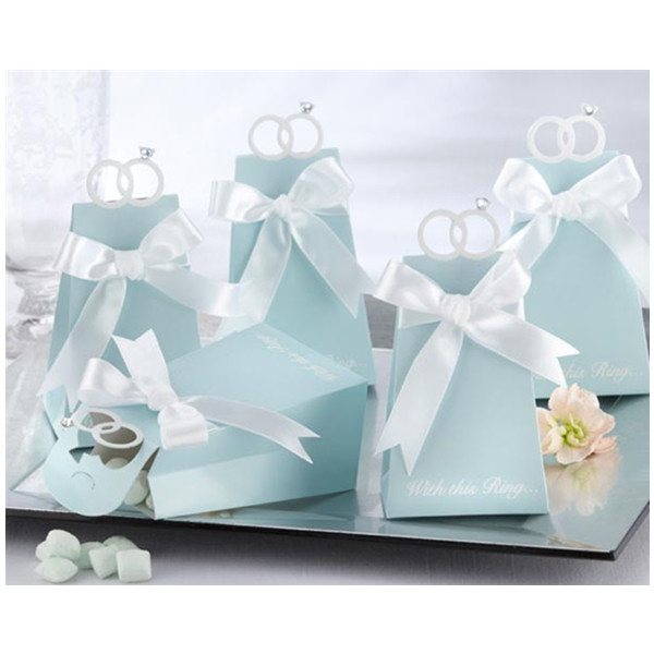

10шт синие бриллиантовое кольцо стиль бумаги Свадебное коробки конфет