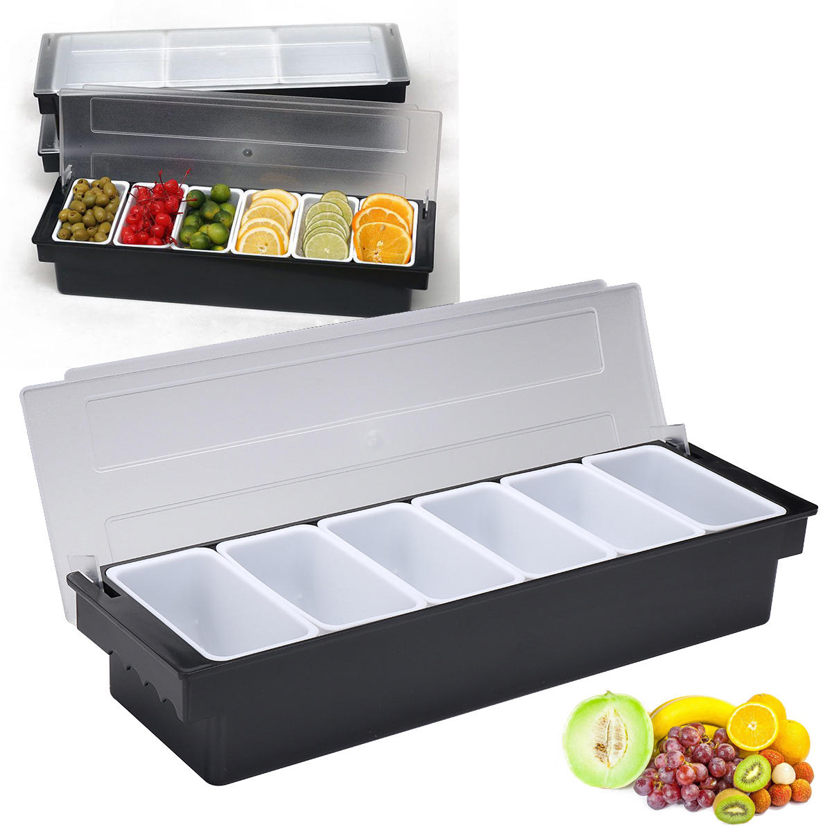 divided fruit food storage case box <strong>kitchen</strong> storage container