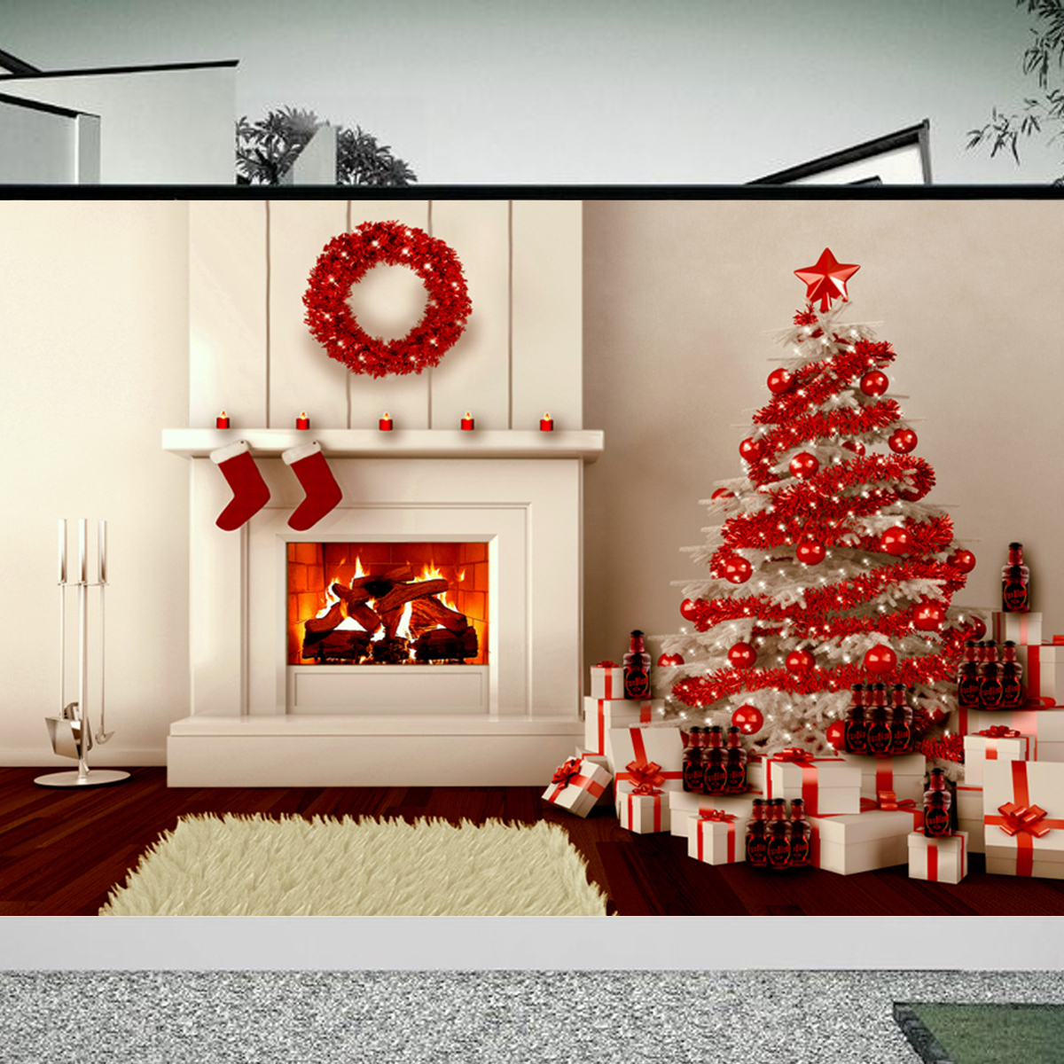 Szövet háttér fotózáshoz.Piros-fehér karácsonyfa fotó háttér 1217122
