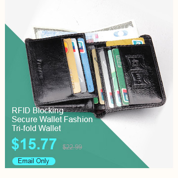 Men Genuine Leather RFID Blocking Secure Tri-fold Wallet