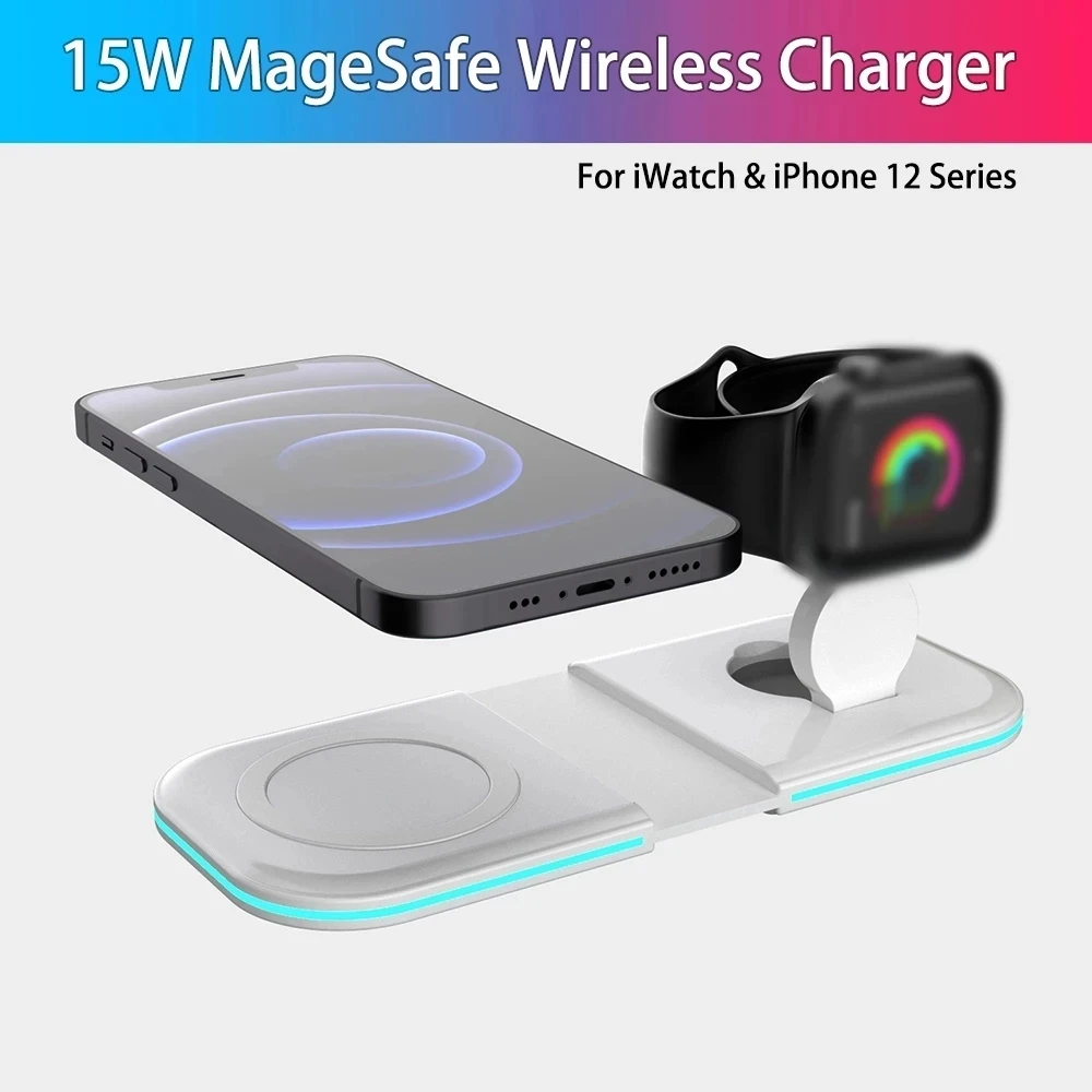 $22.99 for Bakeey S33 15W MagSafe 2 in 1 Folding Duo Wireless Charger Portable induction Charger For iPhone 12 iWatch Airpods Wireless Fast Mobile Phone QI Charger