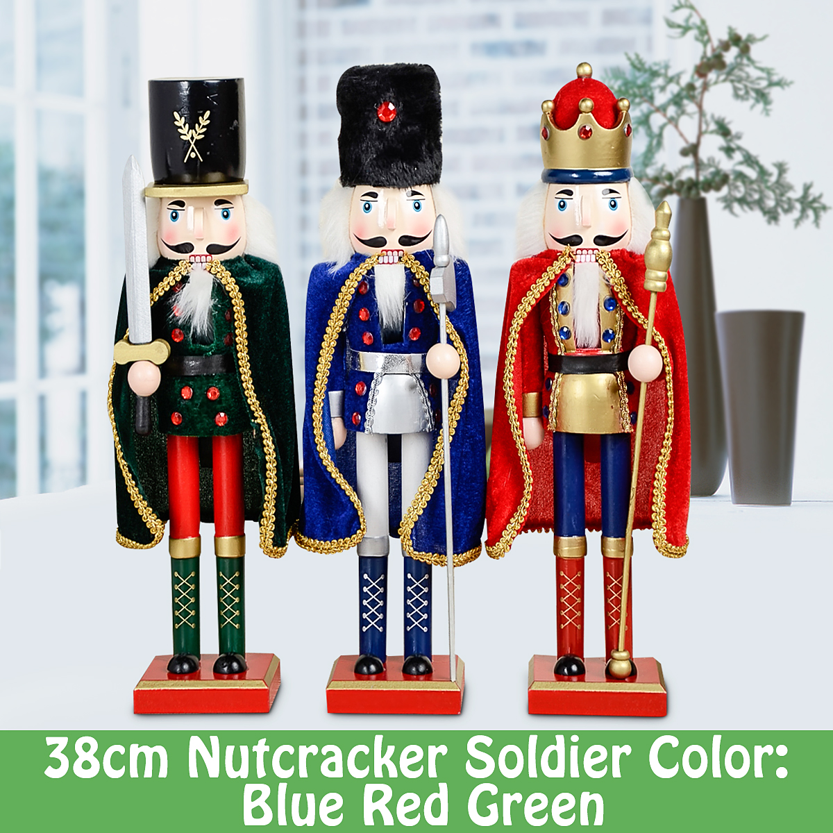38cm Nutcracker Puppet Christmas Ornaments Desktop Decorations Cartoons Drawing Walnuts Soldiers Band Dolls Nutcracker Miniatures