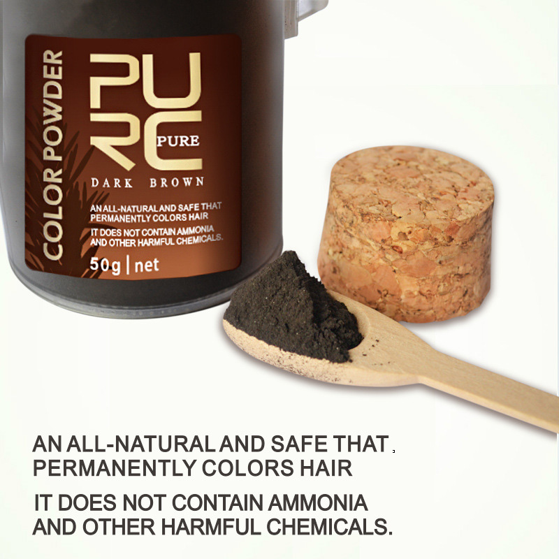 PURC Hair Color Powder Black Organic Herbal Hair Dyes Coloring Permanently 50ML