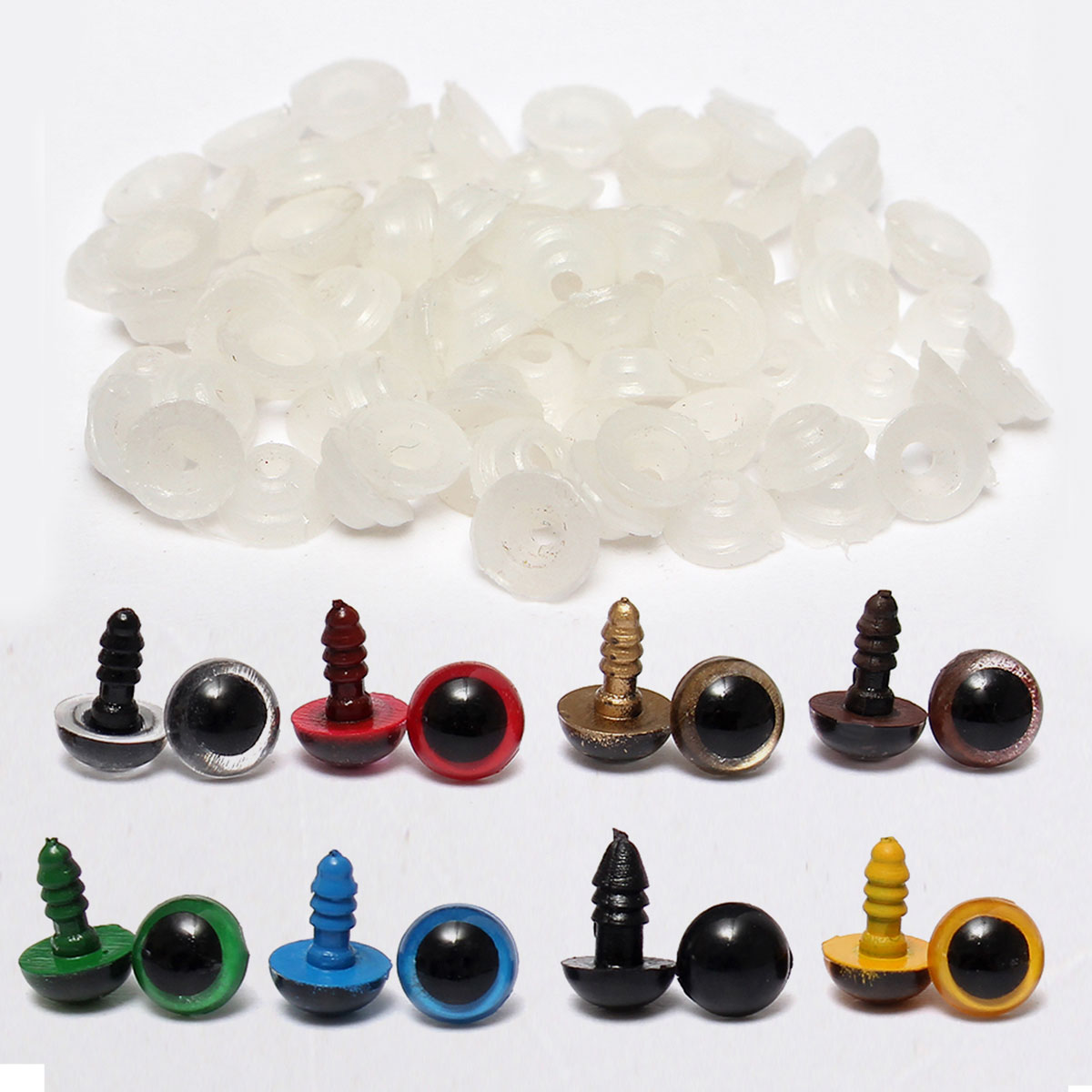 80Pcs 12mm Craft Plastic Colorful Safety Eyes for Teddy Bear Dolls Toy DIY Making Doll Accessories