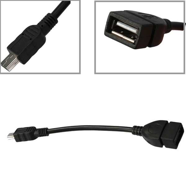 Mini 5 pin Male to USB 2.0 Type A Female Jack OTG Host Adapter Short Cable