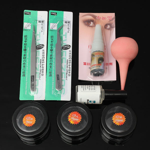 8/10/12mm Black False Eyelashes Adhesives Set Kit