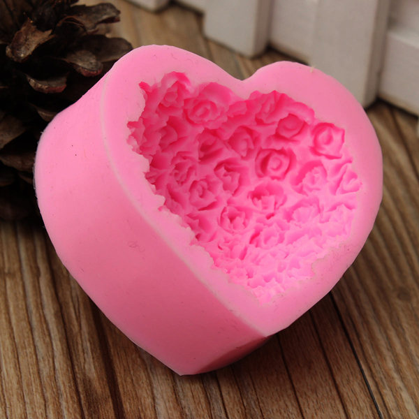 Molde de doces de chocolate do r0461 do silicone coração rosa fundente bolo do molde