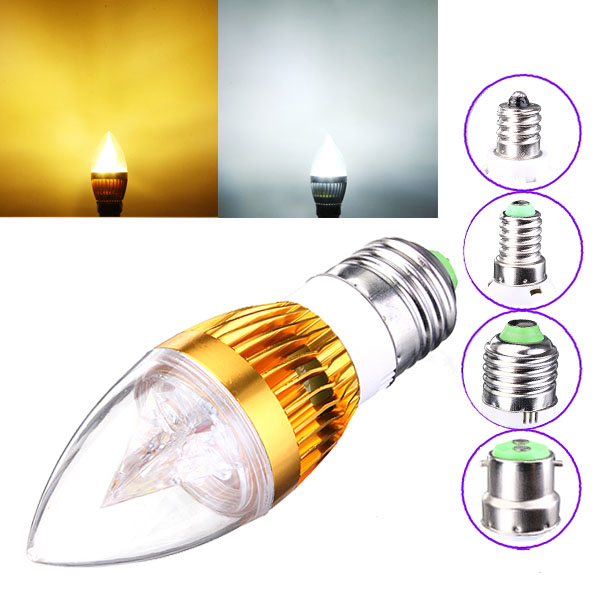

E27 E14 E12 B22 3W AC85-265V Golden Cover LED Candle Light Bulb