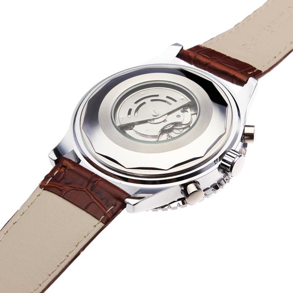 SEWOR Automatic Self-Wind Mechanical Watch Genuine Leather Strap Men