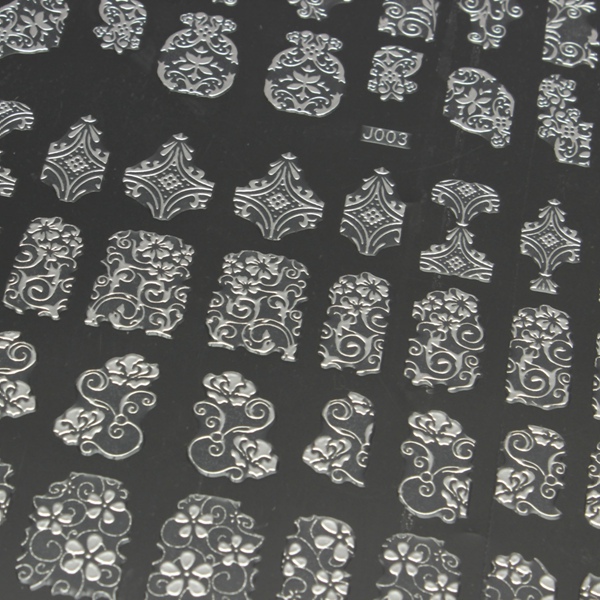 108Pcs Silver Flower Lace Designed Nail Art Sticker Decal Decoration