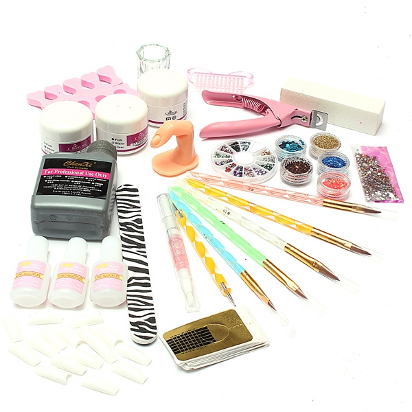 60 Akrilik UV Toz Glitter Tutkal Nail Art Tool Kit Seti