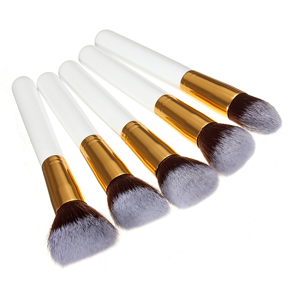 10Pcs White Foundation Makeup Tools Cosmetic Brushes Set Kit