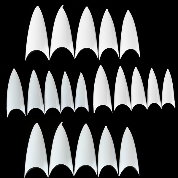500Pcs Shape Natural Color White Acrylic False Nail Tips Full Nails